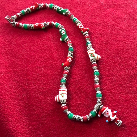 Blown glass Christmas theme necklace - Picture 1 of 16